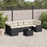 Gossi set mobilier de gradina cu perne, 8 piese, negru, poliratan