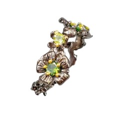 Inel bijuterie din argint 925 cu turmalina si peridot