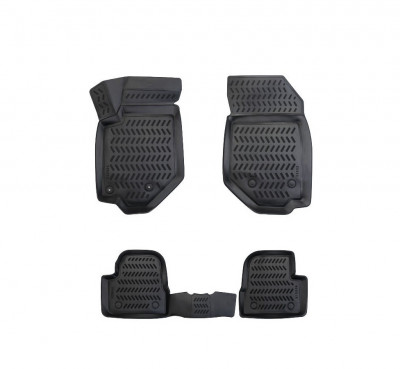 Set 4 Buc. Covoare din Cauciuc stil Tavita Compatibile Citroen C4 2020-&amp;gt;, Negru foto