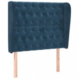 Cumpara ieftin Tablie pat cu urechi albastru inchis 103x23x118/128cm catifea