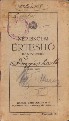 A2371 N&amp;eacute;piskolai &amp;eacute;rtesitő k&amp;ouml;nyvecske, carnet de elev pentru școlile poporale, 1945, T&amp;acirc;rgu Mureș foto