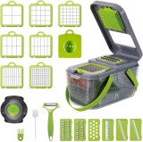 Cumpara ieftin Razatoare Multifunctionala Legume 22 Accesorii Veggie Slicer Rohs - Tocator Fructe, Julienne, Cuburi - Otel Inoxidabil, ABS, BPA Free