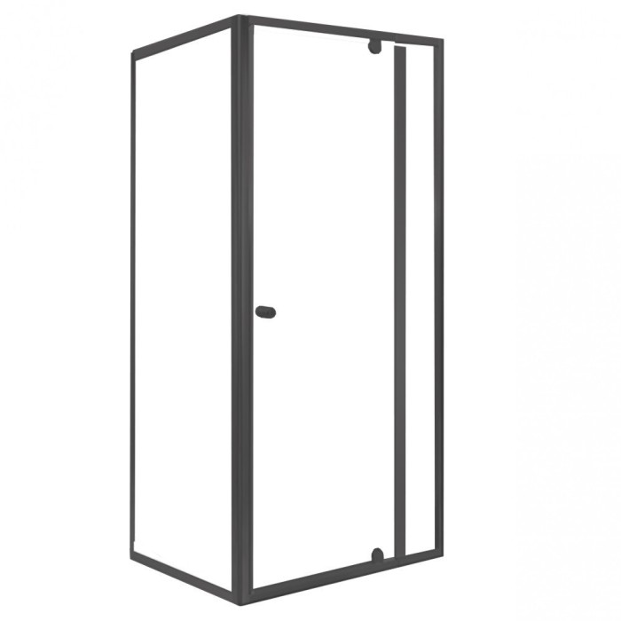Flexi sarokba szerelhető aszimmetrikus zuhanykabin 80x90 cm zuhanyt&aacute;lca n&eacute;lk&uuml;l fekete