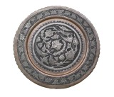 APLICA - FARFURIE QAJAR PERSANA VECHE DE CUPRU SI METAL ARGINTAT CU GRAVURĂ MANUAL,ANII '40