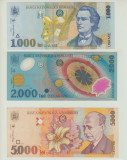 ROMANIA - SET 1000 LEI 1998 + 2000 LEI 1999 + 5000 LEI 1998 UNC, B1.125