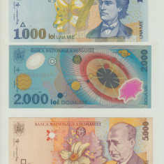 ROMANIA - SET 1000 LEI 1998 + 2000 LEI 1999 + 5000 LEI 1998 UNC, B1.125