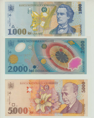 ROMANIA - SET 1000 LEI 1998 + 2000 LEI 1999 + 5000 LEI 1998 UNC, B1.125 foto