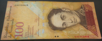 Bancnota exotica 100 BOLIVARES - VENEZUELA, anul 2011 * Cod 499 - circulata foto