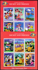 DB Disney Ghana Mickey Aniversare 70 de Ani 2 x MS MNH foto