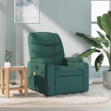 VidaXL Fotoliu de masaj rabatabil, verde &icirc;nchis, material textil