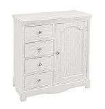 Cumpara ieftin Comoda 4 sertare si 1 usa din mdf alb cu insertii gri Blanc 66 cm x 32.5 cm x 80 h