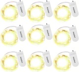 Set de 9 lanturi cu 20 LED-uri pentru decoratiuni Kingtop, sarma/plastic, alb cald, 9W, 2 m