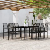 VidaXL Set mobilier de grădină, 9 piese, negru