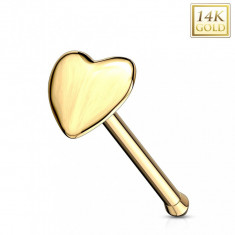 Piercing din aur galben de 14K pentru nas - forma dreapta, inima convexa foto