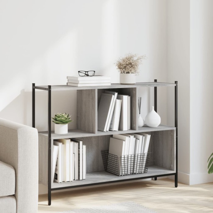 vidaXL Bibliotecă, gri sonoma, 102x28x77,5 cm, lemn prelucrat 838901
