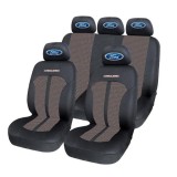 Set Huse Scaune Universale Premium Carguard Personalizate cu Ford &ndash; Negru/Bej