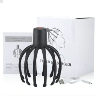 Aparat profesional de masaj capilar, pentru relaxarea scalpului si eliberare a stresului, Incarcare USB, Negru, foto