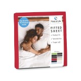 Așternut elastic premium din bumbac, respirabil, fără scame, ad&acirc;ncime 15 cm &ndash; roșu cireș 60x120 cm
