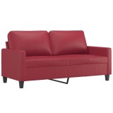 Cumpara ieftin Canapea cu 2 locuri, rosu vin, 140 cm, piele ecologica