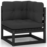 Canapea Colțar Grădină vidaXL, Lemn Pin Masiv, Antracit, 70x70x67 cm, Perne Incluse, Modulară
