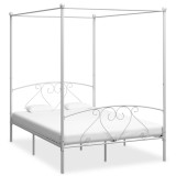 Cumpara ieftin Cadru de pat cu baldachin, alb, 160 x 200 cm, metal