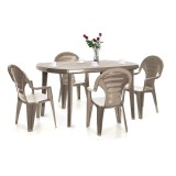 Cumpara ieftin Set de mobilier de grădină Elboni 4+1 &icirc;n culoarea cappuccino