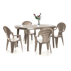 Set de mobilier de grădină Elboni 4+1 &icirc;n culoarea cappuccino