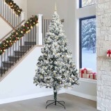 vidaXL Brad de Crăciun cu lumini decorative cu coarde Alb 300 cm PVC 3394807