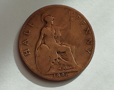 M3 C50 - Moneda foarte veche - Anglia - Half penny - 1896 foto