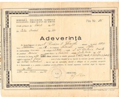 QW13 13 - 1942 - adeverinta inscriere liceul militar - absolvire cinci clase