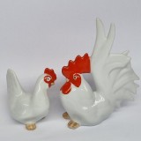 Cocos si gaina - Set 2 bibelouri portelan romanesc vechi, vintage