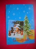 HOPCT 25073 JUCARII PENTRU COPII SUB BRAD -- FELICITARE CRACIUN / AN NOU -CP VECHE -IP--INTREG POSTAL - ROMANIA - CIRCULATA