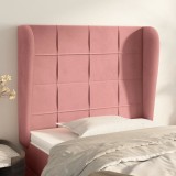 VidaXL Tăblie de pat cu aripioare, roz, 93x23x118/128 cm, catifea