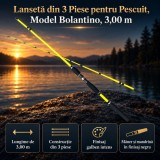 Lanseta Pescuit Bolantino 3m, 3 Piese, Galben