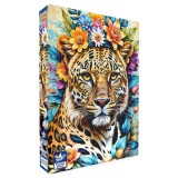 Puzzle Black Sea Printre flori: Leopard - 500 de piese