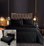 Cumpara ieftin Lenjerie Pat Damasc Congo Negru 6 Piese Bumbac, 240x250cm, 200x230cm, 55x75cm, 70x70cm