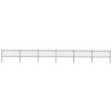 vidaXL Gard de grădină cu v&acirc;rf curbat, negru, 10,2 m, oțel