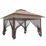 Outsunny Tonnelă pavilion de grădină pop-up pliabilă oțel poliester plase de ț&acirc;nțari + geantă de transport cu roți kaki maro | Aosom Romania