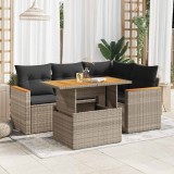 vidaXL Set canapea de grădină cu perne, 5 piese, poliratan/lemn acacia 3327483