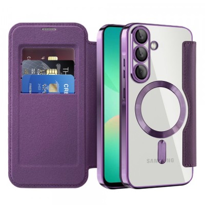 Husa MagSafe pentru Samsung Galaxy A26 A266, Techsuit, SmartMag Book, Mov foto