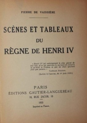 SCENES ET TABLEAUX DU REGNE DE HENRI IV foto