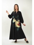 ROCHIE LUNGA CU BUZUNARE MANECA LUNGA LILY NEAGRA TALIE UNICA Multicolora