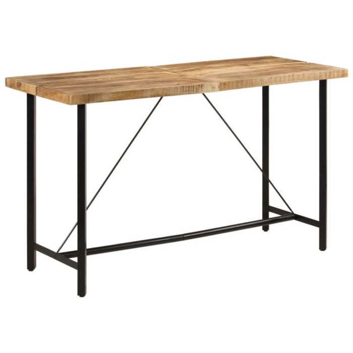 Gossi masa de bar, 180x70x107 cm, lemn masiv de mango si fier