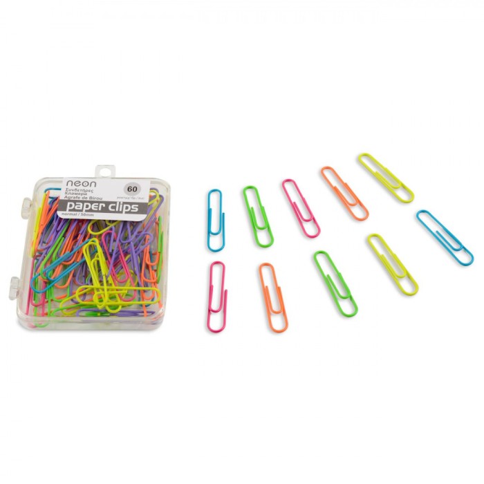 Agrafe Metalice Neon, 50mm, Set 60 Bucăți, Multicolor