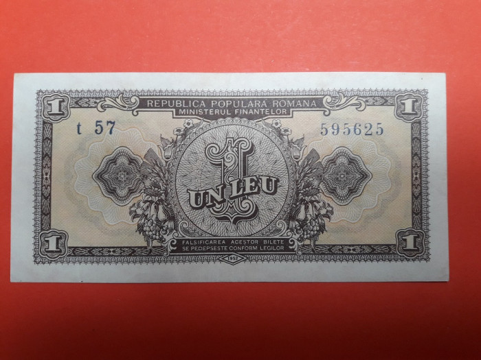 Bancnota 1 leu 1952 serie albastra - aUNC+++ ---&gt; UNC