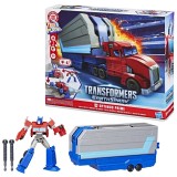TRANSFORMERS EARTHSPARK CAMION CU REMORCA DE LUPTA OPTIMUS PRIME