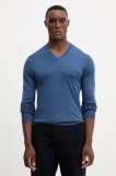 Hackett London pulover de l&acirc;nă culoarea bleumarin, light, HM7000001
