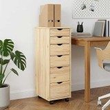 vidaXL Cabinet mobil cu roata Maro 34 x 39 x 93,5 cm Lemn de pin masiv 42032394