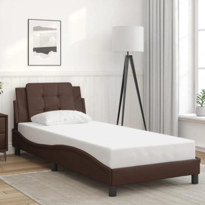 vidaXL Cadru de pat cu tăblie, maro, 80x200 cm, piele ecologică 3208144