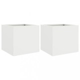 Cumpara ieftin Jardiniere, 2 buc., alb, 32x30x29 cm, otel